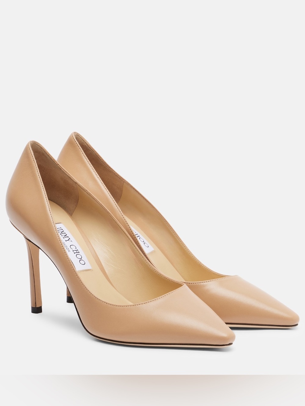 Jimmy Choo Beige Leather Pointed-Toe Pumps